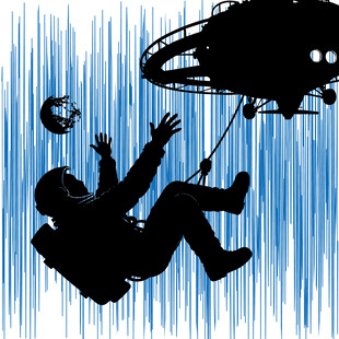 宇航员被飞碟牵引奇幻场景