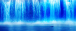 高山流水瀑布山水图