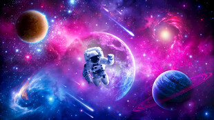 梦幻太空宇航员宇宙星球黑洞背景