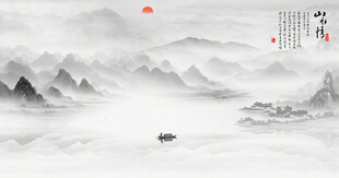 禅意水墨山水画