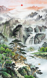 竖幅玄关山水画