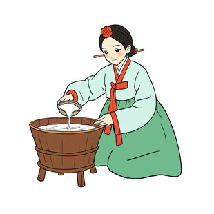朝鲜族女子制作传统美食
