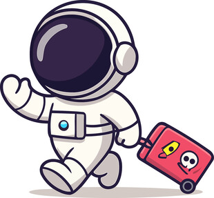 宇航员拉行李箱快乐出行