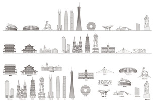 广州广东羊城粤建筑城市旅游剪影