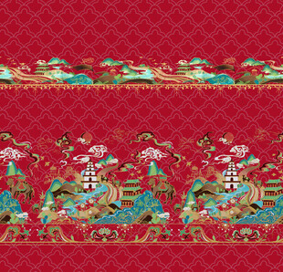 中式传统红色花卉图案汉服