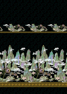 中式山水刺绣图案汉服