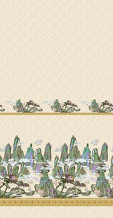 中式山水图案装饰画汉服