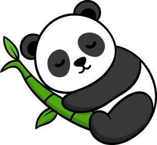 熊猫抱竹惬意休憩