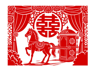 马上有喜剪纸装饰画
