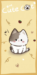 可爱奶牛猫咪插画