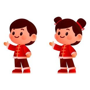 红色卡通儿童插画