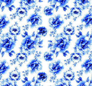蓝白花卉图案背景
