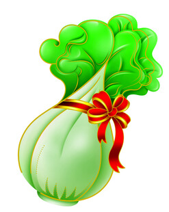 系红丝带的白菜插画