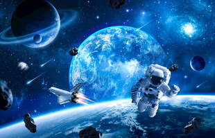 太空宇航员宇宙星球陨石火箭背景