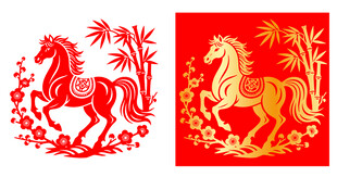 中式马年剪纸2026年生窗花静