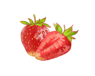 插画手绘草莓 卡通