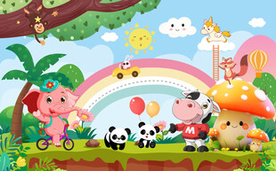 小猪们的欢乐户外时光背景墙