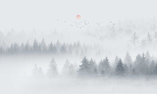 新中式森林水墨山水背景墙