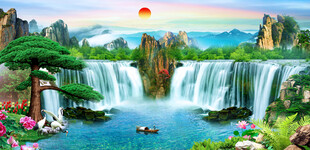 中堂画风景壁画