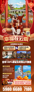 新年云南昆明昆大理春节旅游海报