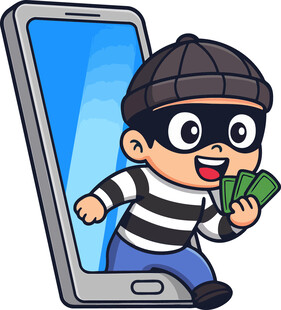 手机旁的小偷形象