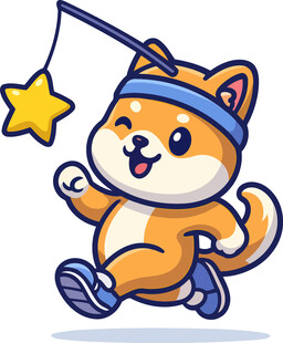 奔跑的柴犬钓星星