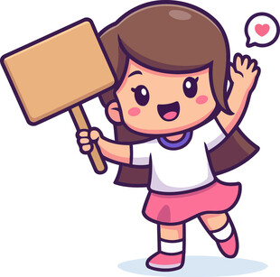 举牌欢呼的可爱小女孩