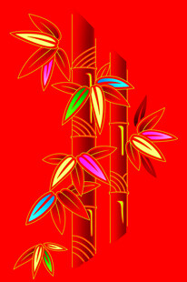 喜庆红色竹子装饰图案