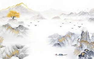 中式 现代高清山水 TIF分层