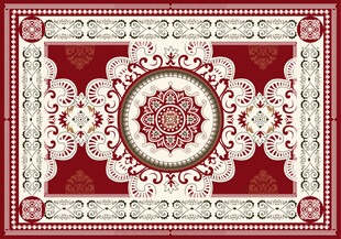 复古风红色花纹装饰图案