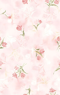 粉色花卉水彩风无缝图案