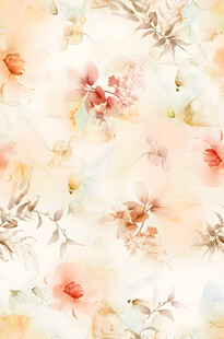 水彩花卉无缝图案背景