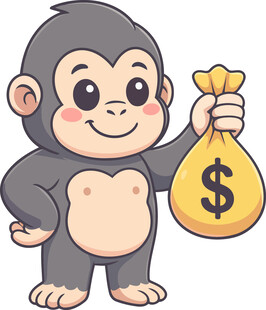 持钱袋的可爱小猩猩