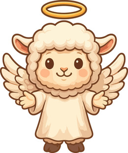 天使小羊形象插画