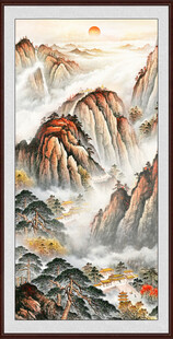 泰山国画泰山日出