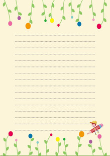 卡通花边横线信纸