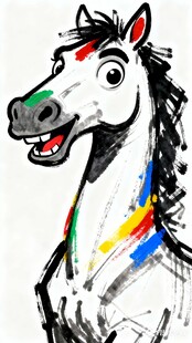 彩色涂鸦风格的欢乐骏马