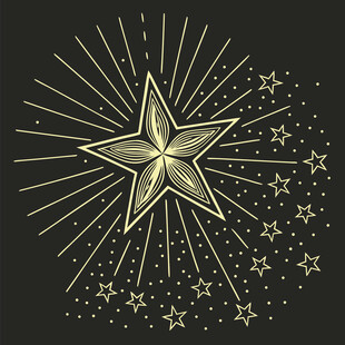 金色星星光芒图案设计