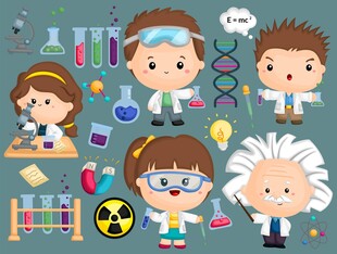 卡通风格的趣味科学实验场景