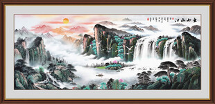 客厅山水画 国画办公室山水