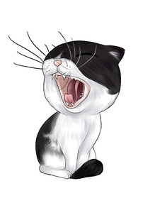 张嘴打哈欠的可爱猫咪Q版