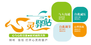 心灵驿站文化墙心理墙心理风采墙
