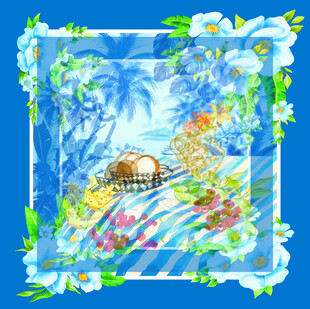 夏日海滨田园风情图案