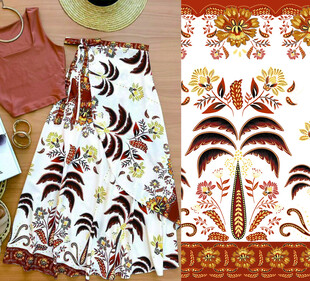 复古花卉图案时尚服饰布料