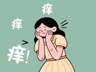 女性在抓痒卡通风格插画