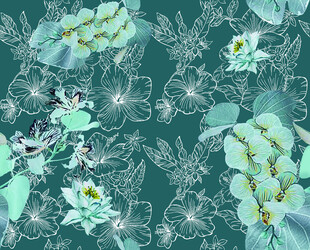 清新绿植花卉图案背景