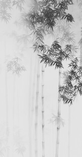 新中式灯箱水墨竹子画 