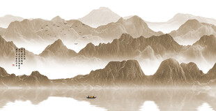 新中式水墨山水画