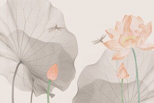 古典水墨荷花背景墙