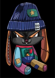 卡通兔子玩偶头戴蓝帽